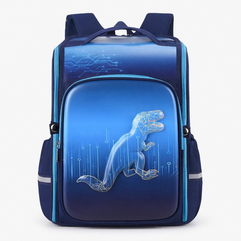 Fully-expanded 3D embossed cartoon graphics style elementary school kids backpack