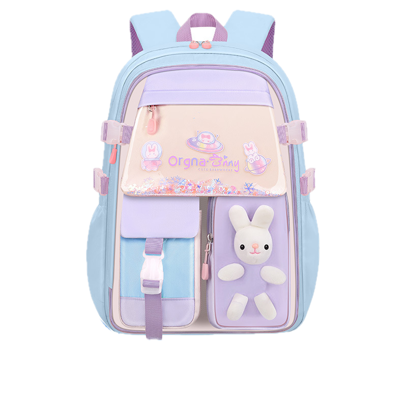 Adorable Pastel Bunny kids backpack with Plush Rabbit & Glitter
