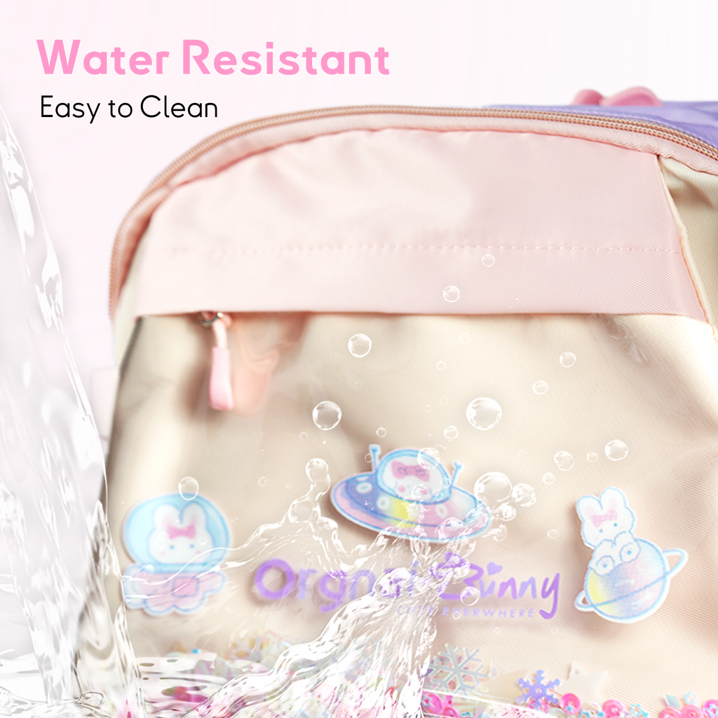 Adorable Pastel Bunny kids backpack with Plush Rabbit & Glitter