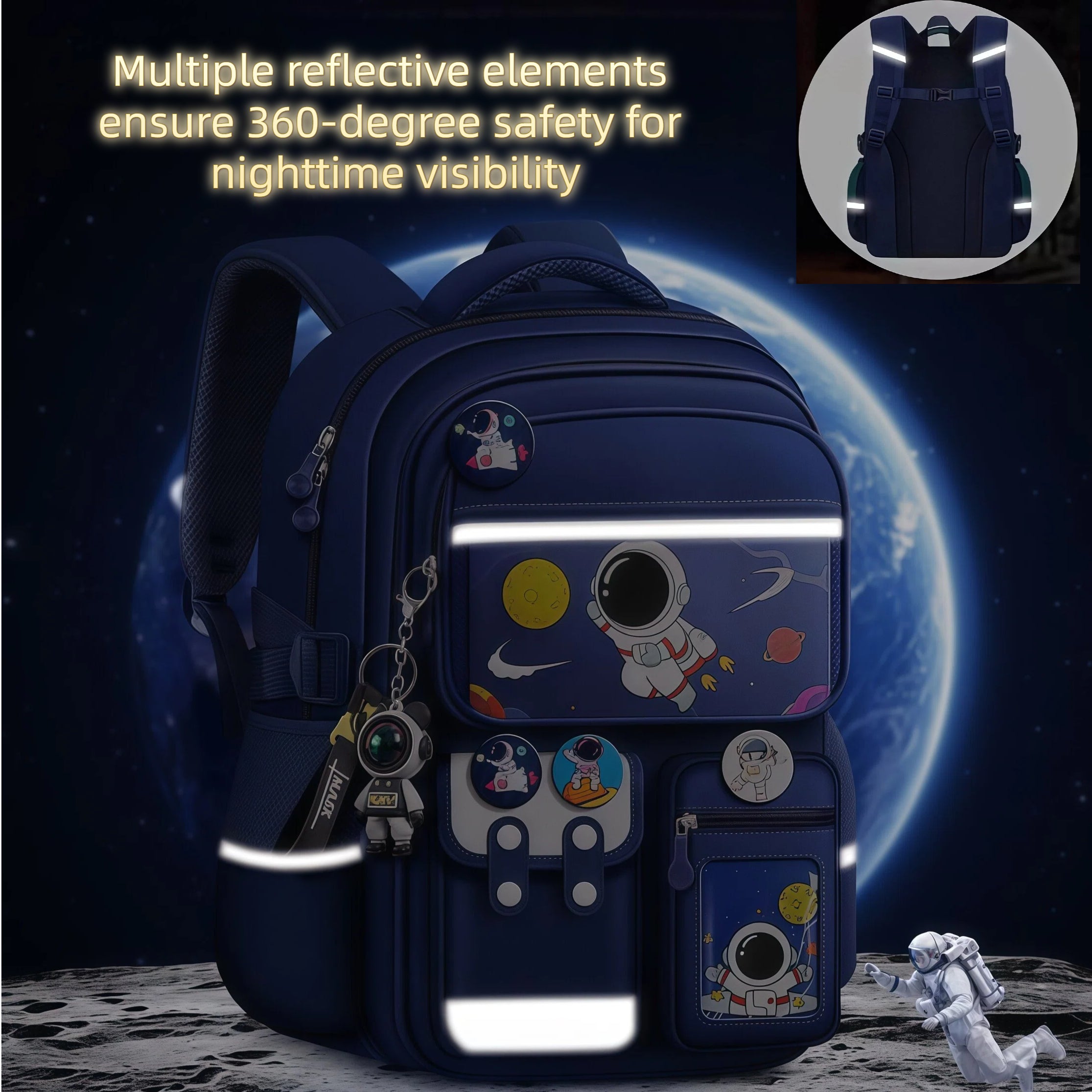 Astronaut-themed Kids Backpack set with accessories